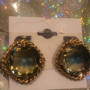 Vintage Elegant Gold and Blue Vintage Earrings